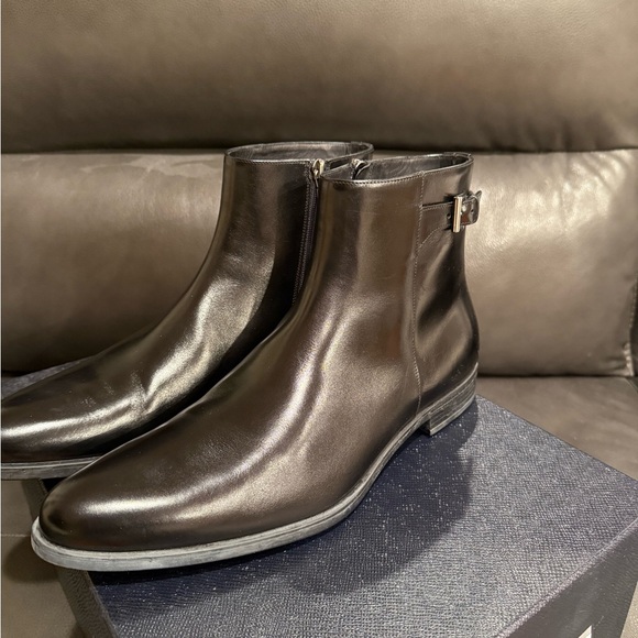 Men's Black Leather Prada Dress Boots - Picture 1 of 8